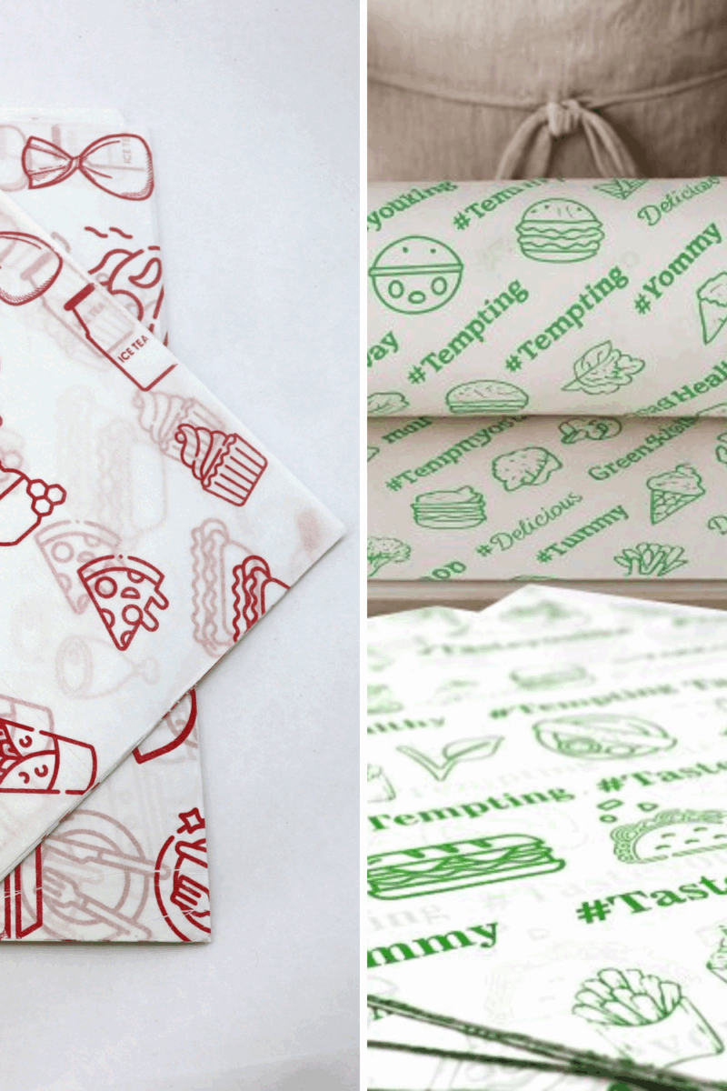 Butter Paper Logo Continue Printed  Uncoated VEG Green/ NON VEG Red CYL 6000 40 GSM
