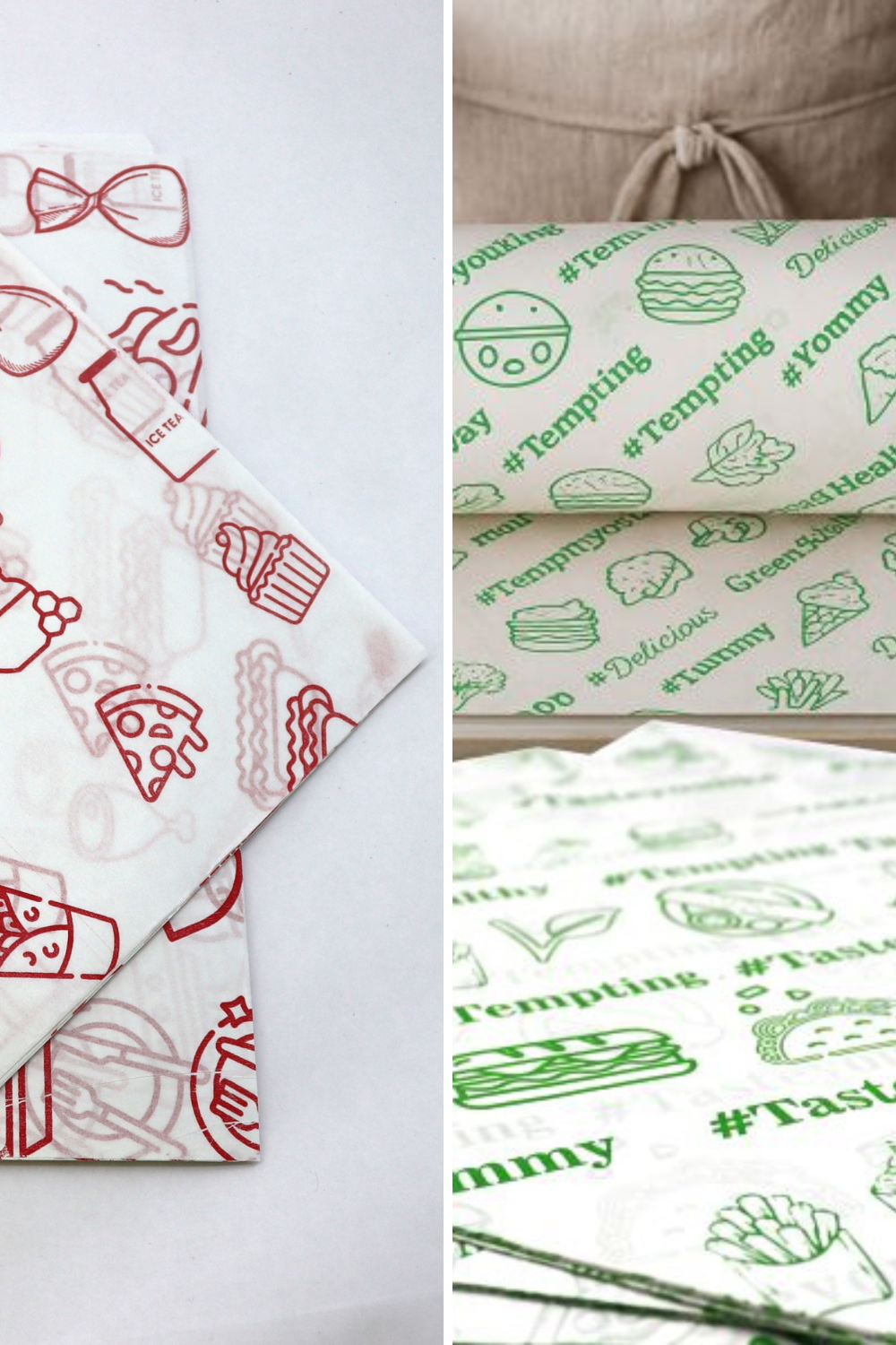 Butter Paper Logo Continue Printed  Uncoated VEG Green/ NON VEG Red CYL 6000 40 GSM